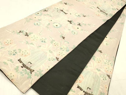 平和屋着物＊夏物 アンティーク 大正ロマン 全通柄 京袋帯 絽縮緬 草花籠文 正絹 逸品 DABC8974cm