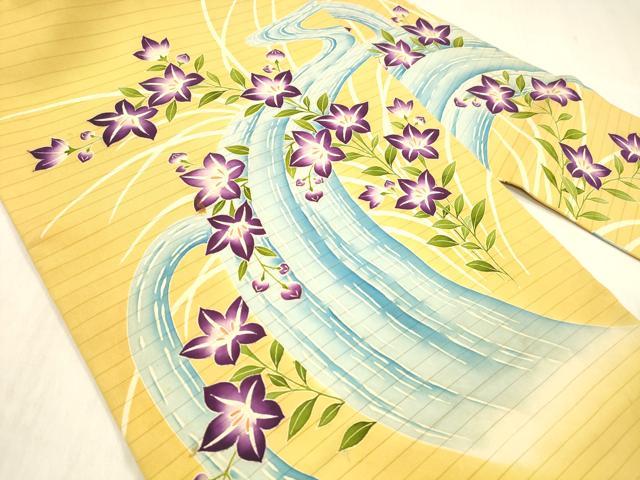 平和屋着物＊夏物 絽塩瀬 九寸名古屋帯 流水草花文 銀彩 正絹 逸品 DABC8975cm