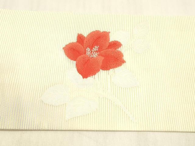 平和屋着物＊夏物 九寸名古屋帯 草花文 銀糸 正絹 逸品 DABC8978cm