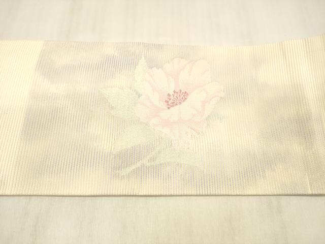平和屋着物＊夏物 九寸名古屋帯 流水草花文 銀糸 正絹 逸品 DABC8979cm