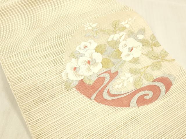 平和屋着物＊夏物 絽綴れ 八寸名古屋帯 流水草花文 金銀糸 正絹 逸品 DABC8980cm