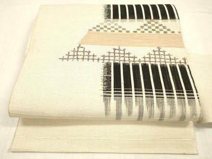 平和屋着物＊夏物 八寸名古屋帯 抽象文様 正絹 逸品 DABC8982cm