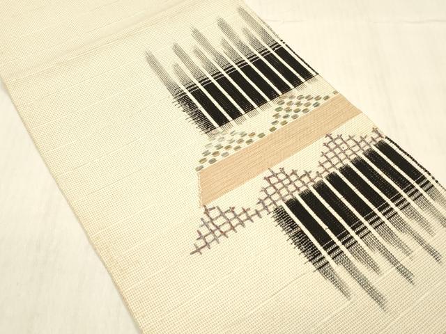 平和屋着物＊夏物 八寸名古屋帯 抽象文様 正絹 逸品 DABC8982cm
