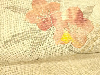平和屋着物＊夏物 八寸名古屋帯 草花文 金糸 DABC8983cm