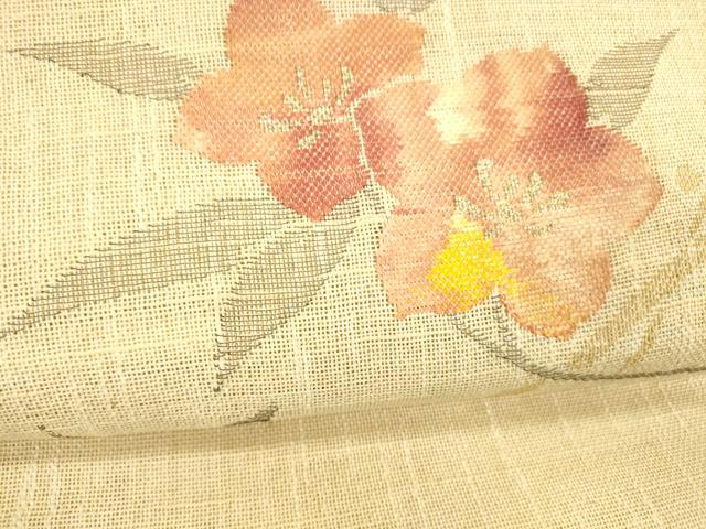 平和屋着物＊夏物 八寸名古屋帯 草花文 金糸 DABC8983cm