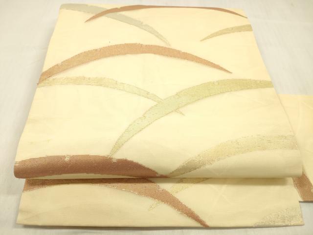 平和屋着物＊夏物 九寸名古屋帯 雪芝文 金銀糸 正絹 逸品 DABC8985cm