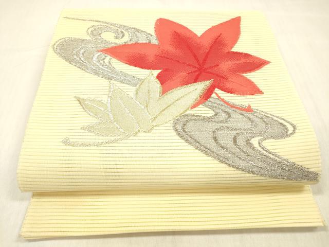 平和屋着物＊夏物 絽綴れ 八寸名古屋帯 竜田川 金銀糸 正絹 逸品 DABC8987cm