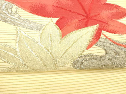 平和屋着物＊夏物 絽綴れ 八寸名古屋帯 竜田川 金銀糸 正絹 逸品 DABC8987cm