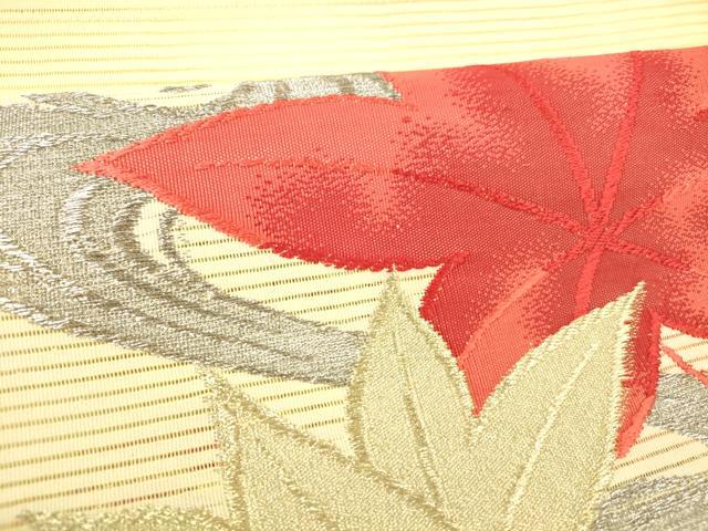 平和屋着物＊夏物 絽綴れ 八寸名古屋帯 竜田川 金銀糸 正絹 逸品 DABC8987cm
