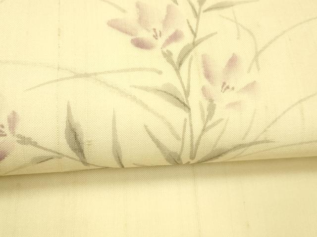 平和屋着物＊夏物 九寸名古屋帯 作家物 手描き 草花文 正絹 逸品 DABC8990cm
