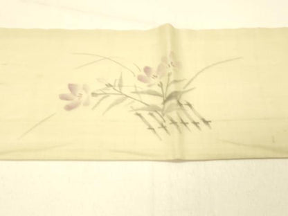 平和屋着物＊夏物 九寸名古屋帯 作家物 手描き 草花文 正絹 逸品 DABC8990cm