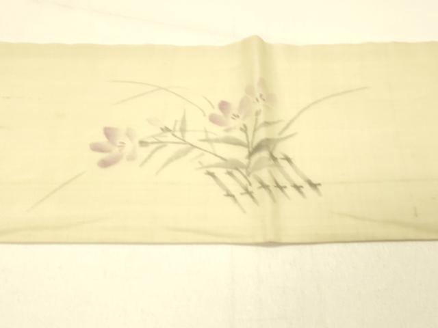 平和屋着物＊夏物 九寸名古屋帯 作家物 手描き 草花文 正絹 逸品 DABC8990cm