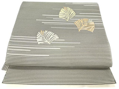 平和屋着物＊夏物　八寸名古屋帯　松葉文　銀糸　正絹　逸品　DABC8992cm