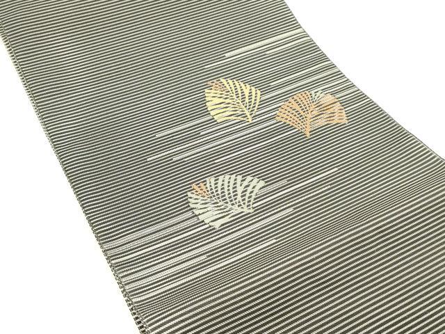 平和屋着物＊夏物　八寸名古屋帯　松葉文　銀糸　正絹　逸品　DABC8992cm