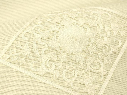 平和屋着物＊夏物 九寸開き名古屋帯 総刺繍 花菱文 正絹 逸品 DABC8994cm