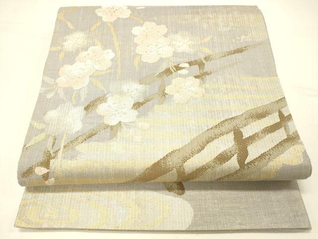 平和屋着物＊夏物 太鼓柄袋帯 流水渡橋枝桜 金銀糸 正絹 逸品 DABC8996cm
