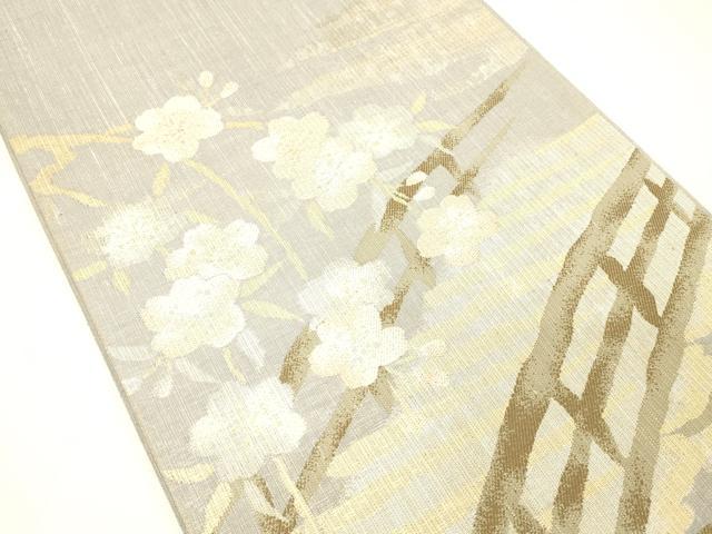 平和屋着物＊夏物 太鼓柄袋帯 流水渡橋枝桜 金銀糸 正絹 逸品 DABC8996cm