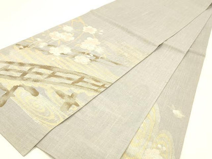 平和屋着物＊夏物 太鼓柄袋帯 流水渡橋枝桜 金銀糸 正絹 逸品 DABC8996cm
