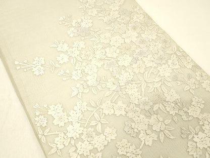 平和屋着物＊夏物 中国三大刺繍 相良刺繍 総刺繍 袋帯 枝桜 金糸 正絹 逸品 DABC8999cm