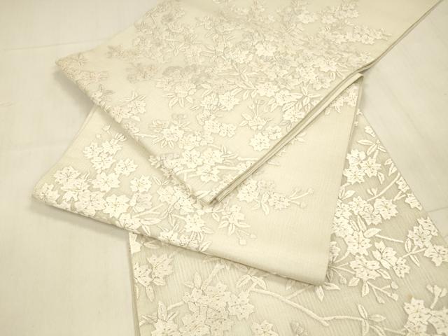 平和屋着物＊夏物 中国三大刺繍 相良刺繍 総刺繍 袋帯 枝桜 金糸 正絹 逸品 DABC8999cm