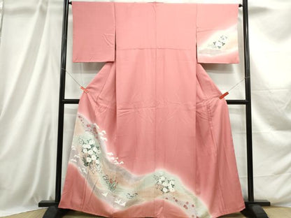 平和屋着物■訪問着 立波飛鶴花文 暈し染め 金彩 正絹 逸品 DABC9005qa