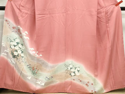 平和屋着物■訪問着 立波飛鶴花文 暈し染め 金彩 正絹 逸品 DABC9005qa