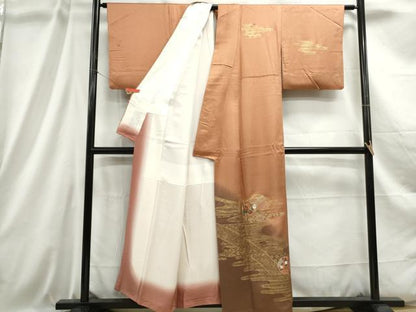 平和屋着物■訪問着 雪輪花文 暈し染め 金彩 正絹 逸品 DABC9007qa