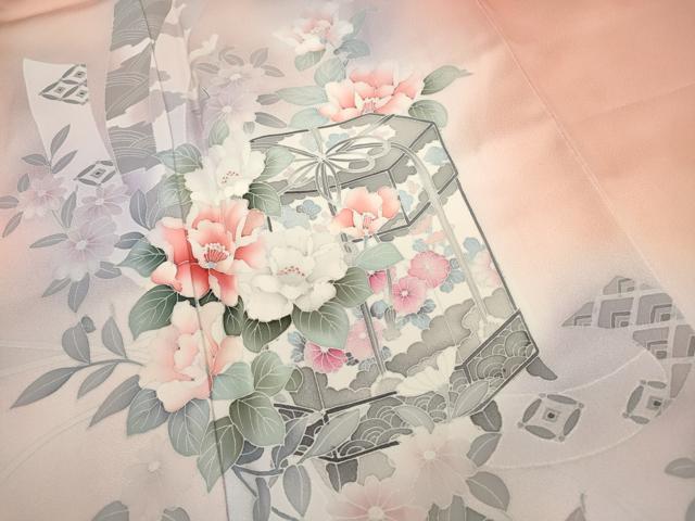 平和屋着物■訪問着 貝桶花文 暈し染め 正絹 逸品 DABC9015qa