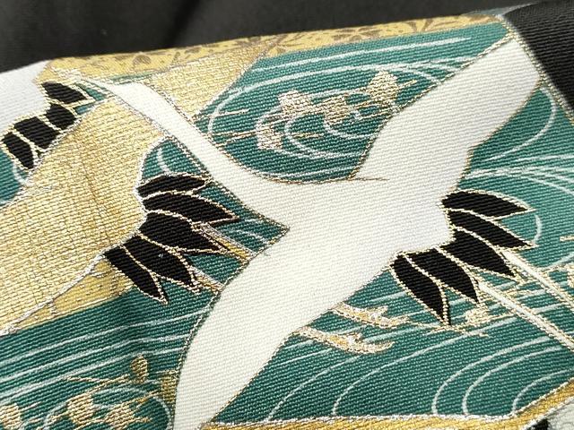 平和屋着物■豪華黒留袖　刺繍　扇面花鳥文　金銀彩　正絹　逸品　DABC9029qa