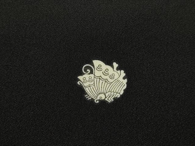 平和屋着物■豪華黒留袖　刺繍　扇面花鳥文　金銀彩　正絹　逸品　DABC9029qa