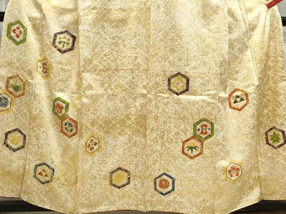 平和屋着物■訪問着 亀甲花文 金彩 正絹 逸品 DABC9034qa