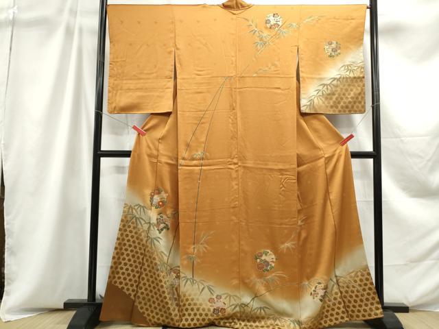 平和屋着物■訪問着 駒刺繍 笹竹花丸文 暈し染め 金彩 正絹 逸品 DABC9037qa