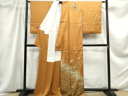平和屋着物■訪問着 駒刺繍 笹竹花丸文 暈し染め 金彩 正絹 逸品 DABC9037qa
