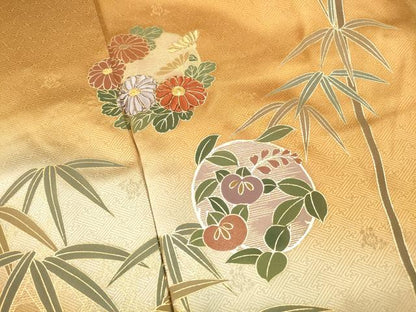 平和屋着物■訪問着 駒刺繍 笹竹花丸文 暈し染め 金彩 正絹 逸品 DABC9037qa