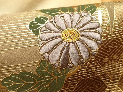 平和屋着物■訪問着 駒刺繍 笹竹花丸文 暈し染め 金彩 正絹 逸品 DABC9037qa