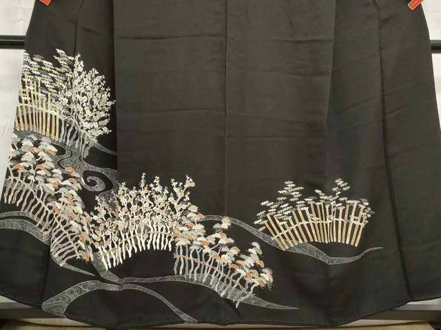 平和屋着物■豪華黒留袖　作家物　松竹梅　金彩　正絹　逸品　DABC9045qa