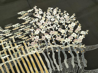 平和屋着物■豪華黒留袖　作家物　松竹梅　金彩　正絹　逸品　DABC9045qa