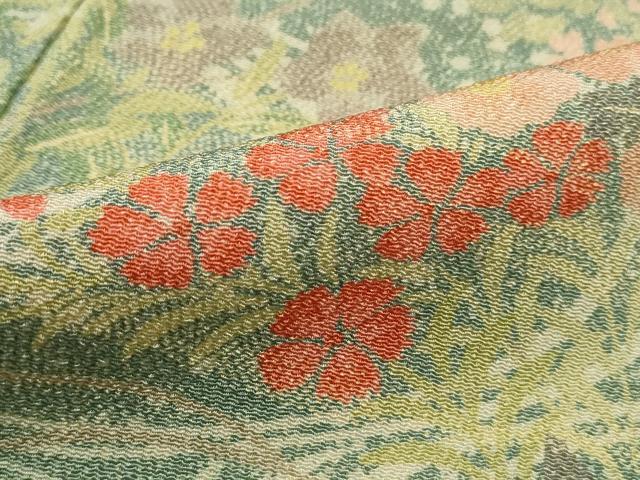 平和屋着物■訪問着 流水草花文 暈し染め 鬼しぼ縮緬 正絹 逸品 DABC9062qa