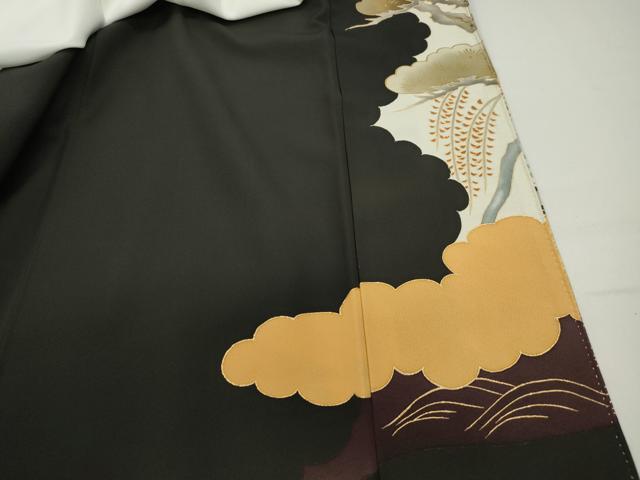 平和屋着物■豪華黒留袖　駒刺繍　枝松文　暈し染め　金銀彩　正絹　逸品　DABC9083qa