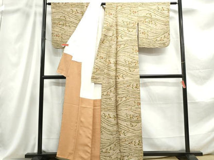 平和屋着物■上質な小紋 更紗花文 正絹 逸品 DABC9084qa