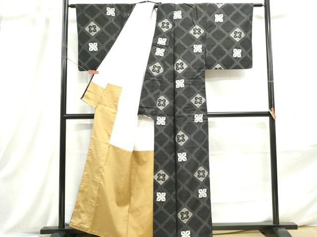 平和屋着物■上質な紬 花菱文 正絹 逸品 DABC9085qa