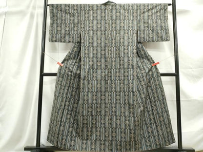 平和屋着物■本場村山大島紬 幾何学花文 正絹 逸品 DABC9089qa
