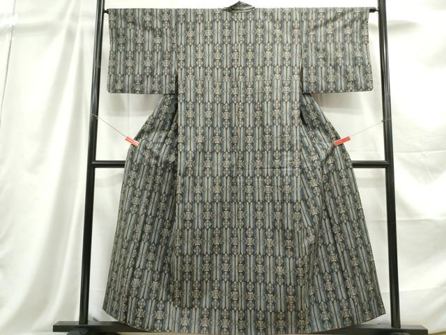 平和屋着物■本場村山大島紬 幾何学花文 正絹 逸品 DABC9089qa