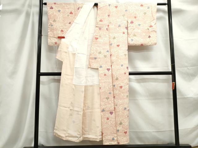 平和屋着物■上質な小紋 風景舞葉文 正絹 逸品 DABC9096qa