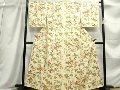 平和屋着物■上質な小紋 型染め 花蝶文 正絹 逸品 DABC9097qa