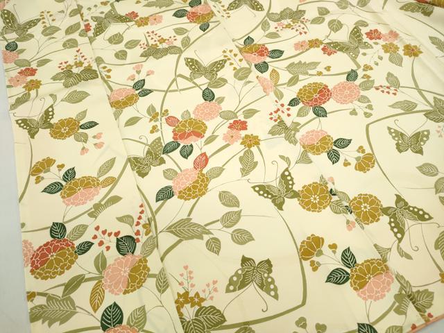平和屋着物■上質な小紋 型染め 花蝶文 正絹 逸品 DABC9097qa