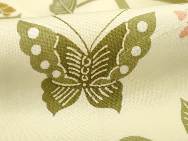 平和屋着物■上質な小紋 型染め 花蝶文 正絹 逸品 DABC9097qa