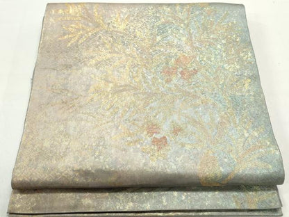 平和屋着物◎六通柄袋帯 枝葉文 織淡斗 金糸 引箔 正絹 逸品 DABC9099qa