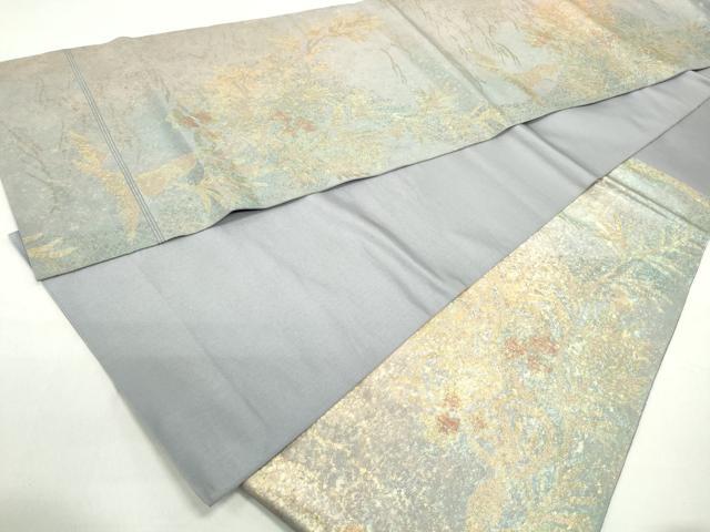 平和屋着物◎六通柄袋帯 枝葉文 織淡斗 金糸 引箔 正絹 逸品 DABC9099qa