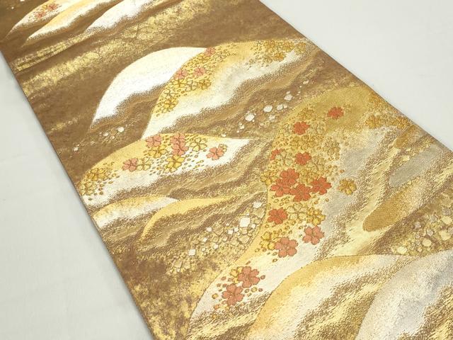 平和屋着物◎六通柄袋帯　唐織　重ね山花文　本漆箔　正絹　逸品　DABC9109qa